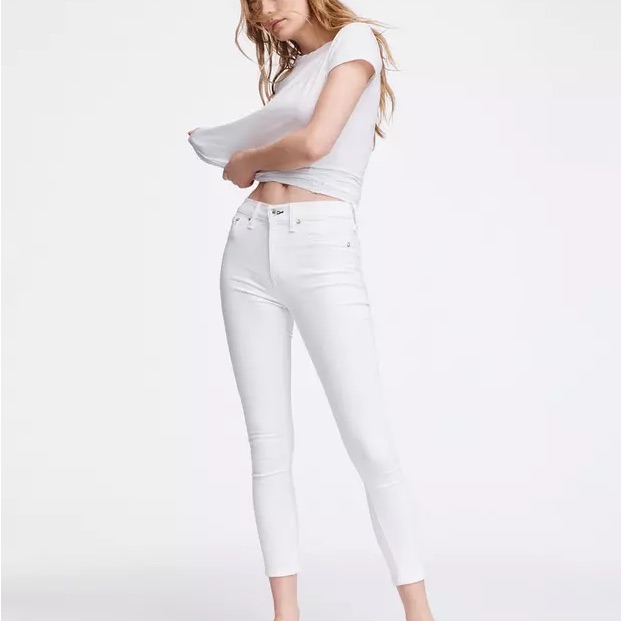 Rag And Bone High Rise Ankle Skinny Jeans White Size 27